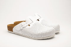 Bjorn by LEON- Men’s Leather Clogs – Breathable Perforated Slip-On Shoes with Cork Style Footbed