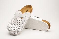 Bjorn by LEON- Men’s Leather Clogs – Breathable Perforated Slip-On Shoes with Cork Style Footbed