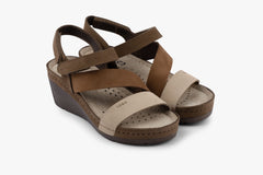 Kiara by LEON- Women’s Leather Platform Heel Sandals- Gel Insole & Adjustable Strap - Leon Footwear 