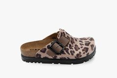 Zoe by LEON- Women’s Leather Platform Clog- Adjustable Buckle with Cork-style Footbed - Leon Footwear 