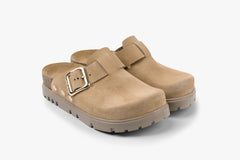 Andora II by LEON- Women’s Leather Platform Clog- Adjustable Buckle & Cork-Style Slide - Leon Footwear 