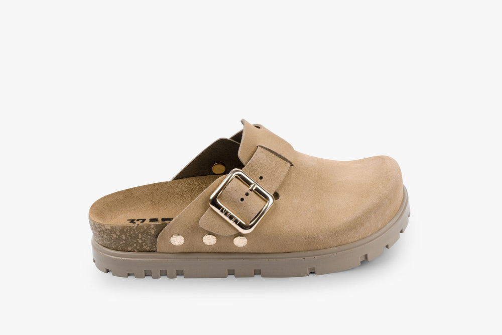 Andora II by LEON- Women’s Leather Platform Clog- Adjustable Buckle & Cork-Style Slide - Leon Footwear 