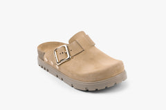 Andora II by LEON- Women’s Leather Platform Clog- Adjustable Buckle & Cork-Style Slide - Leon Footwear 