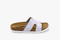 Liora II by LEON- Women’s Leather Sandal- Shimmering Slide Sandals with Glitter Effect - Leon Footwear 