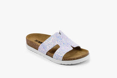 Liora II by LEON- Women’s Leather Sandal- Shimmering Slide Sandals with Glitter Effect - Leon Footwear 