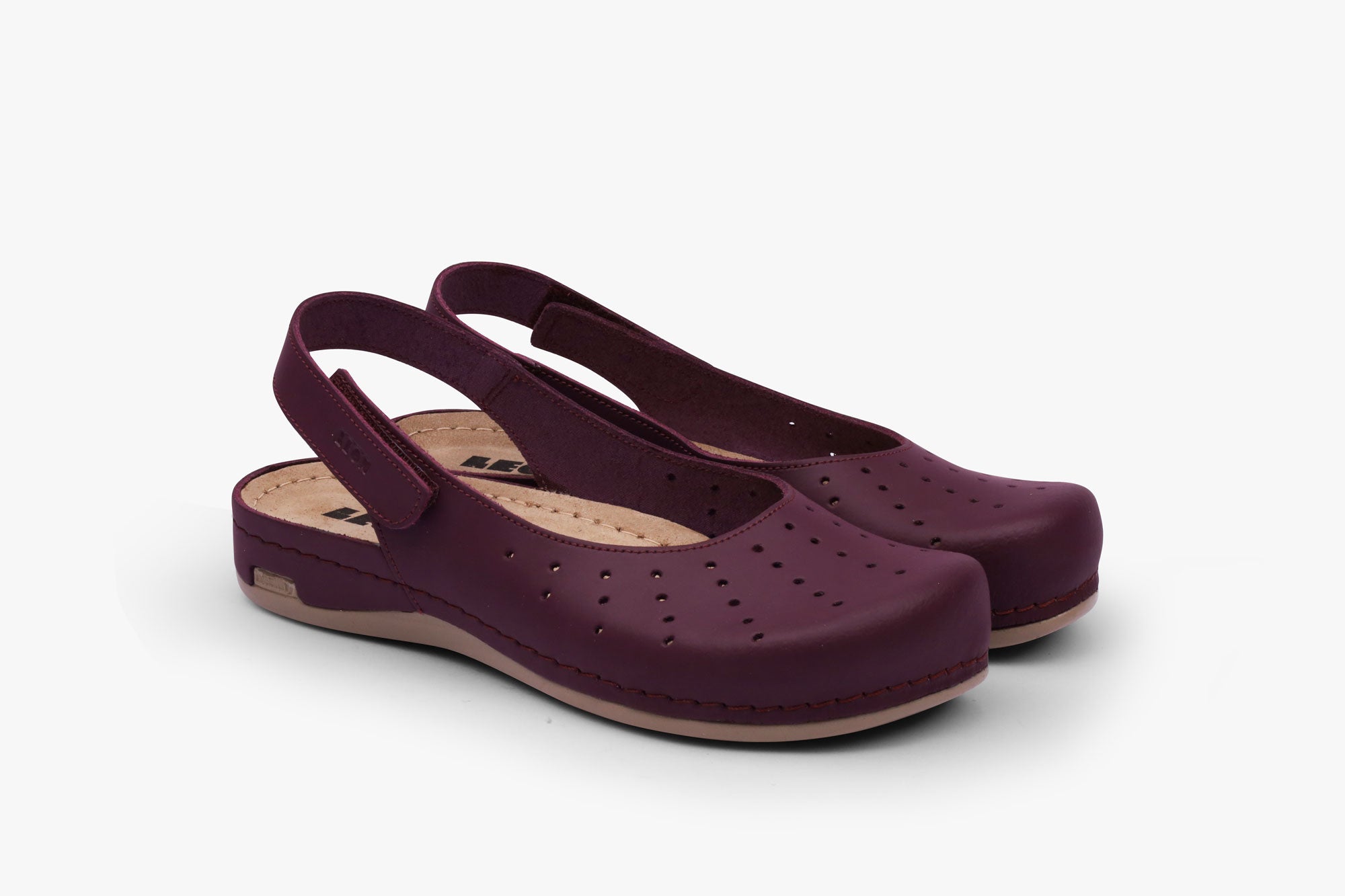 Nana by LEON- Women’s Leather Sandal- Open Heel and Velcro Ankle Strap - Leon Footwear 