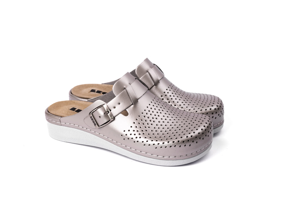 Nora IV by LEON– Women’s Leather Clogs- Adjustable Buckle with Removable Gel-Insole - Leon Footwear 