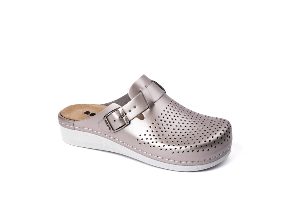Nora IV by LEON– Women’s Leather Clogs- Adjustable Buckle with Removable Gel-Insole - Leon Footwear 