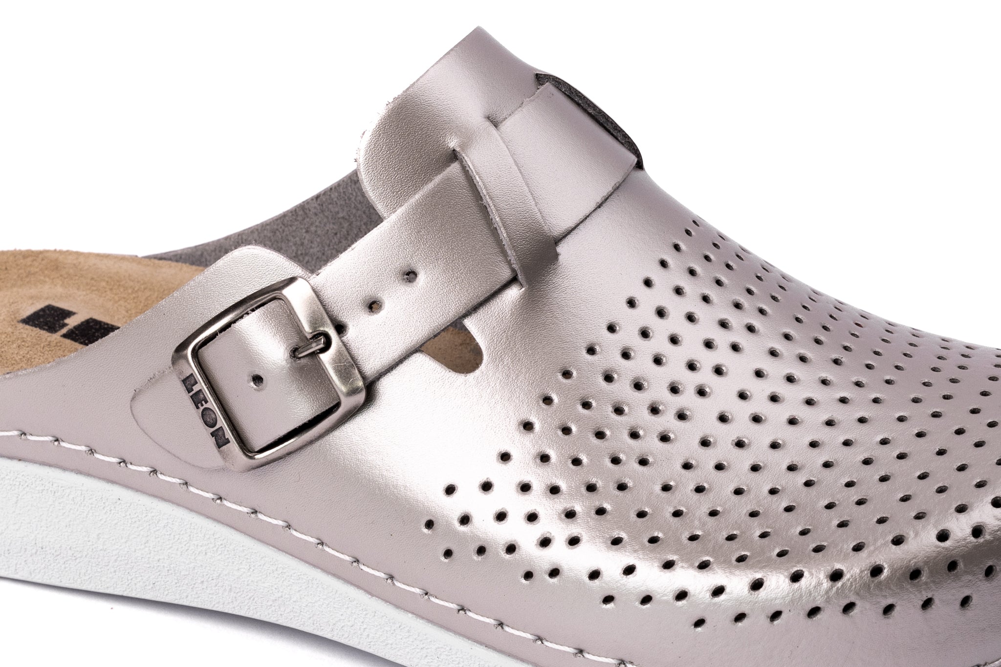 Nora IV by LEON– Women’s Leather Clogs- Adjustable Buckle with Removable Gel-Insole - Leon Footwear 