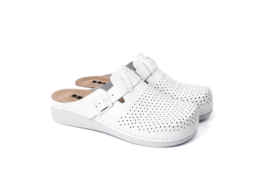 Nora IV by LEON– Women’s Leather Clogs- Adjustable Buckle with Removable Gel-Insole - Leon Footwear 