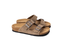 Anna by LEON- Women’s Leather Sandal– Chic Everyday Slip-On Shoes with Cork Style Footbed - LEON Footwear USA