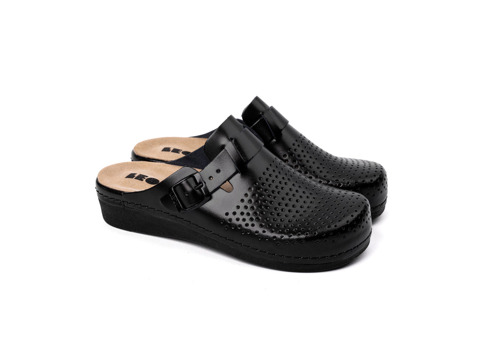 Nora IV by LEON– Women’s Leather Clogs- Adjustable Buckle with Removable Gel-Insole - Leon Footwear 