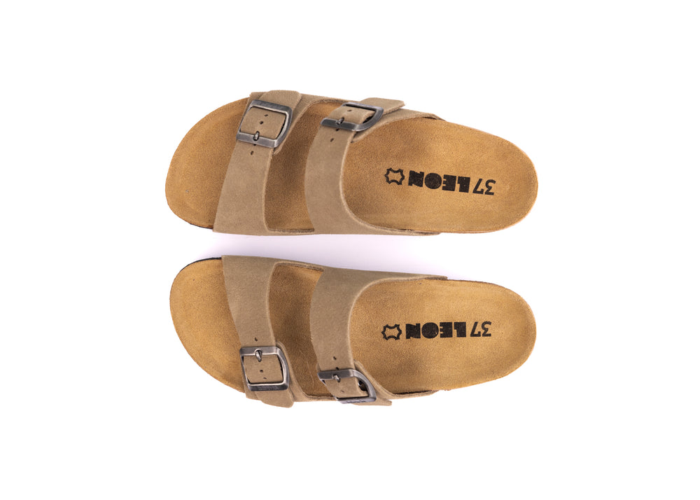 Anna by LEON- Women’s Leather Sandal– Chic Everyday Slip-On Shoes with Cork Style Footbed - LEON Footwear USA