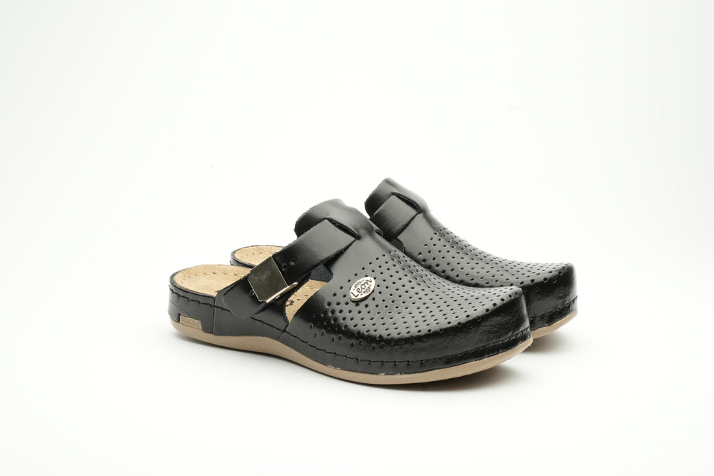Leona by LEON- Women’s Leather Clog- Orthopedic with Adjustable Buckle and Perforated Leather for Breathability - Leon Footwear 