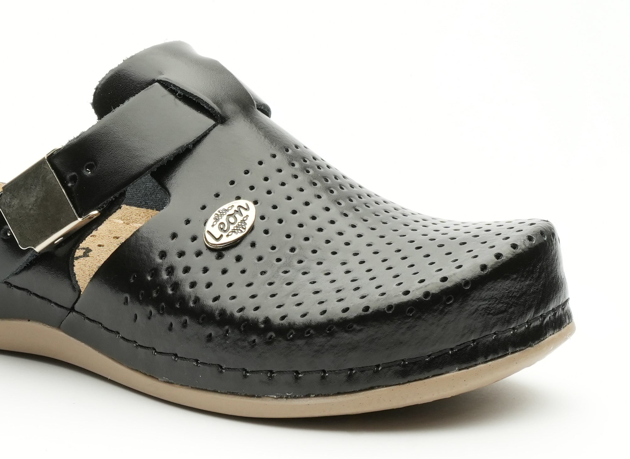 Leona by LEON- Women’s Leather Clog- Orthopedic with Adjustable Buckle and Perforated Leather for Breathability - Leon Footwear 