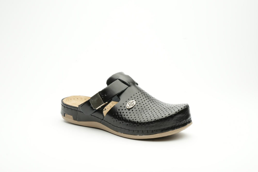 Leona by LEON- Women’s Leather Clog- Orthopedic with Adjustable Buckle and Perforated Leather for Breathability - Leon Footwear 