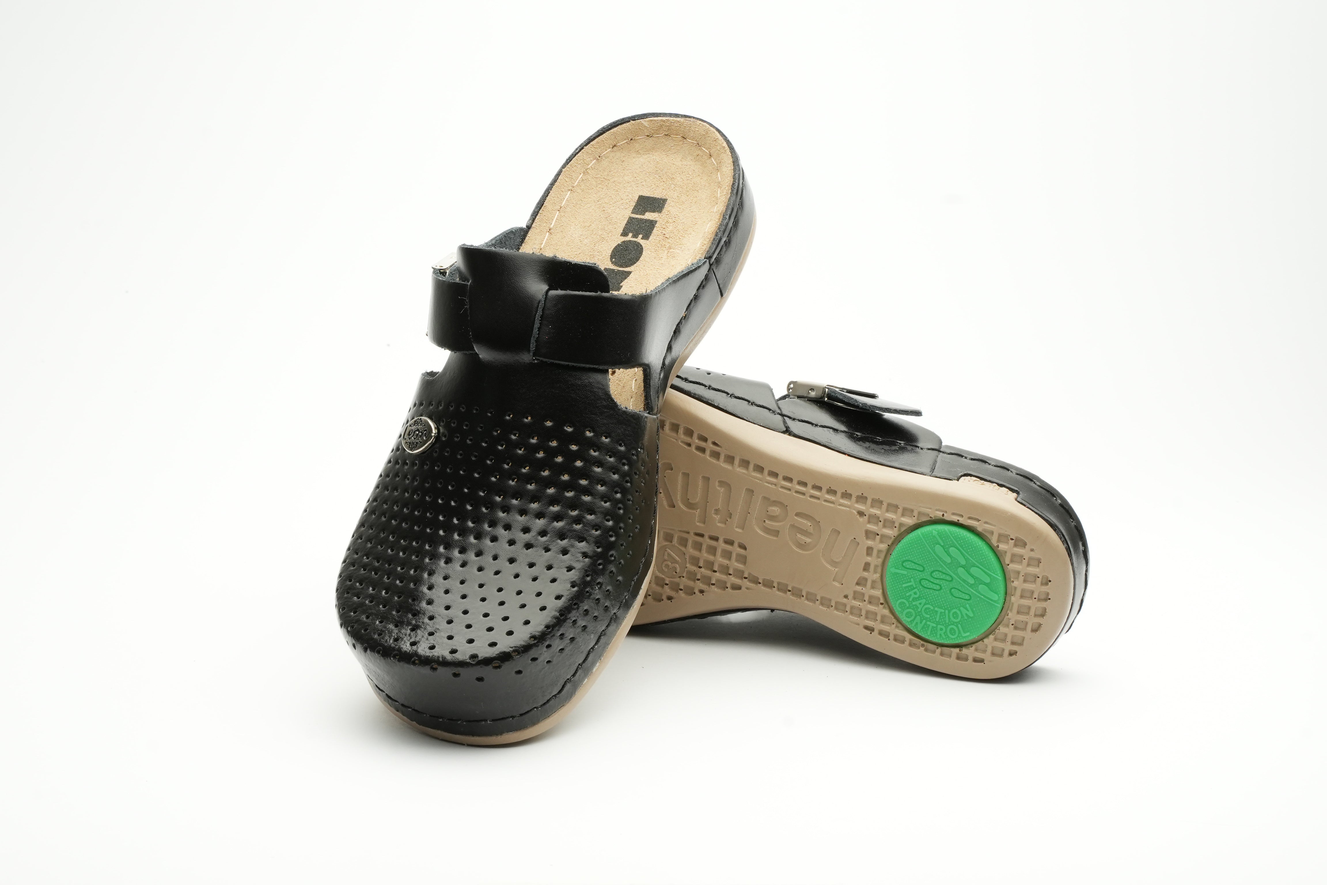 Leona by LEON- Women’s Leather Clog- Orthopedic with Adjustable Buckle and Perforated Leather for Breathability - Leon Footwear 