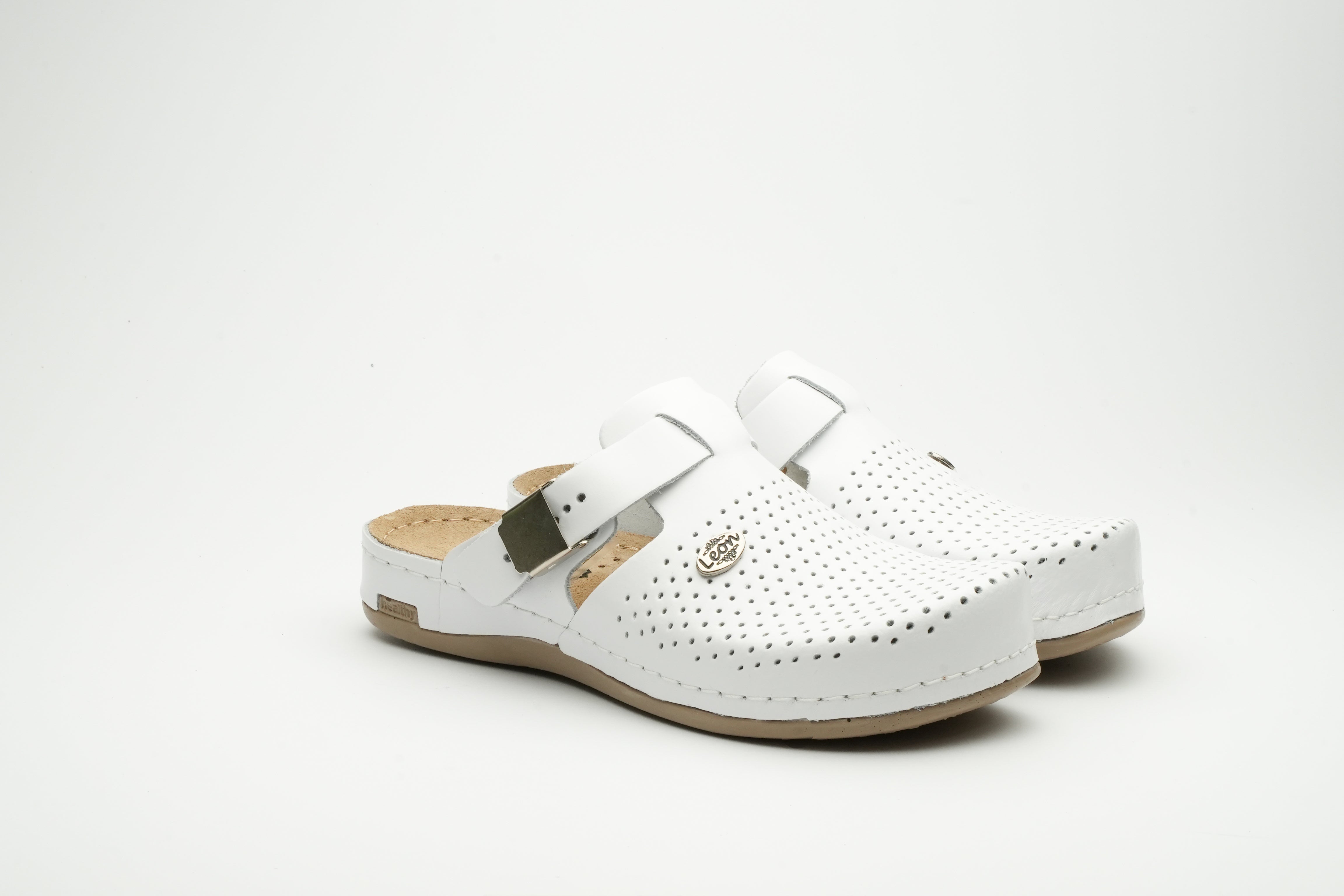 Leona by LEON- Women’s Leather Clog- Orthopedic with Adjustable Buckle and Perforated Leather for Breathability - Leon Footwear 
