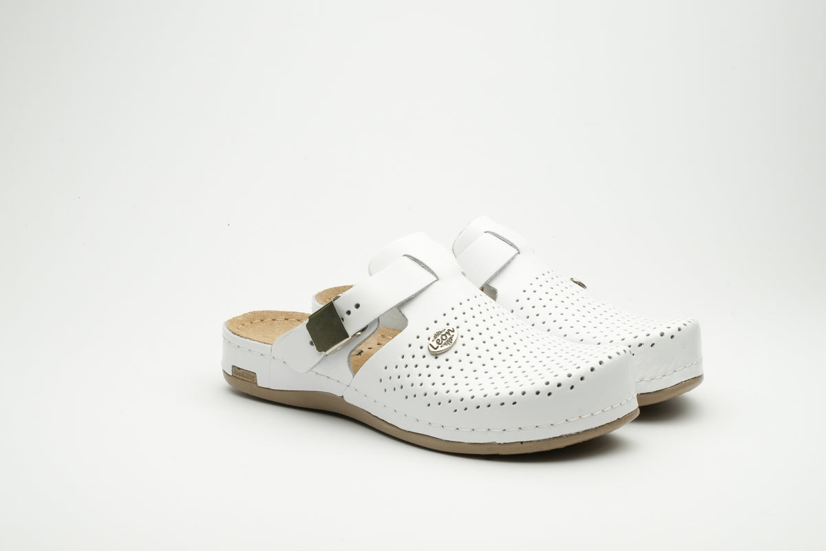 Leona by LEON- Women’s Leather Clog- Orthopedic with Adjustable Buckle and Perforated Leather for Breathability - Leon Footwear 