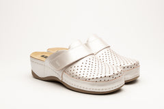 Aurora IV by LEON- Women’s Leather Clog- Perforation and Adjustable Velcro Strap - Leon Footwear 