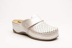 Aurora IV by LEON- Women’s Leather Clog- Perforation and Adjustable Velcro Strap - Leon Footwear 