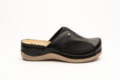Aria I by LEON- Women’s Orthopedic Leather Clog- Twin Elastic Side Panels for Bunion Relief - Leon Footwear 