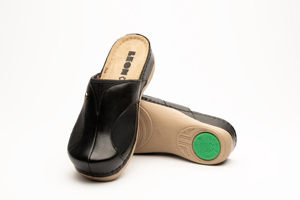 Aria I by LEON- Women’s Orthopedic Leather Clog- Twin Elastic Side Panels for Bunion Relief - Leon Footwear 