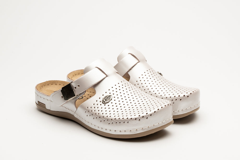 Leona by LEON- Women’s Leather Clog- Orthopedic with Adjustable Buckle and Perforated Leather for Breathability - Leon Footwear 